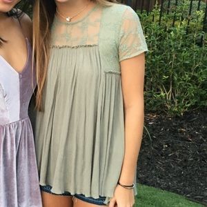 Altar’d State Green Flowy Lace Blouse M